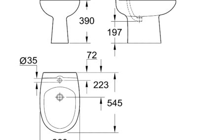 Rozměry bidetu Grohe Bau Ceramic