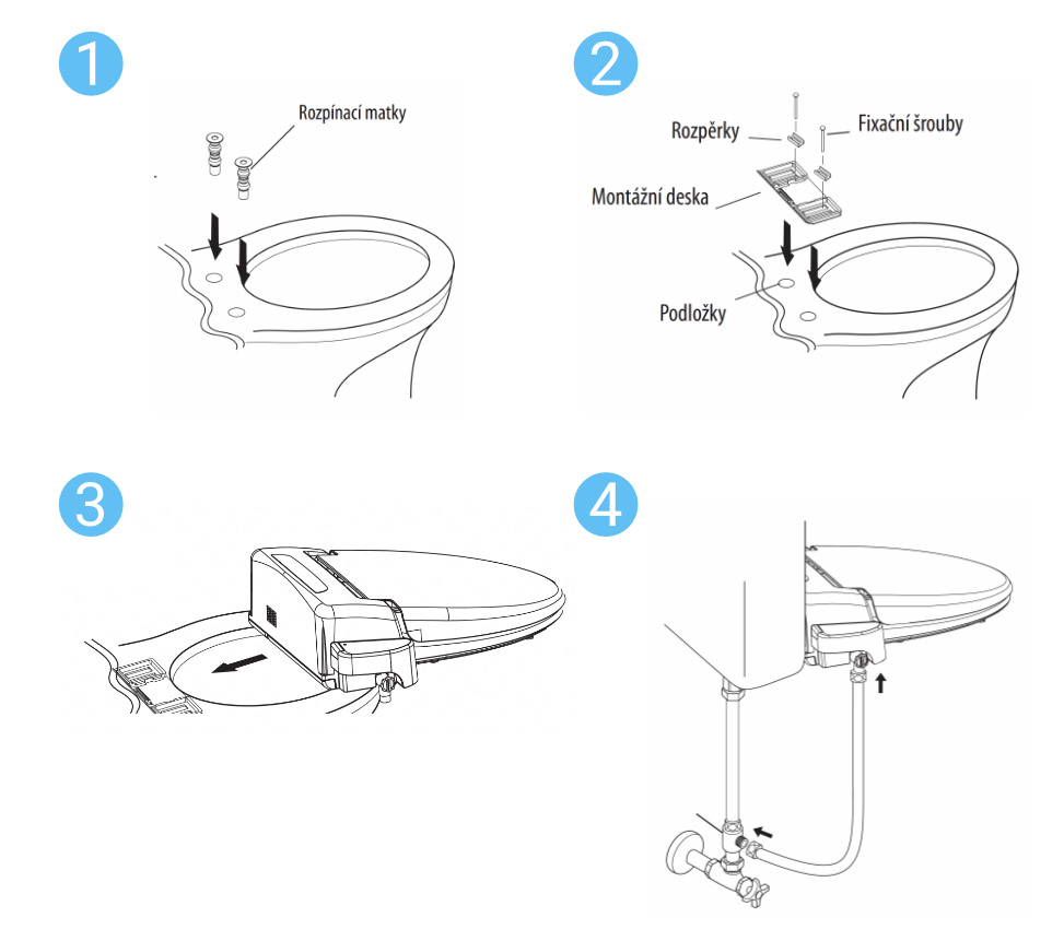 Zjednodušený návod na montáž bidetového sedátka